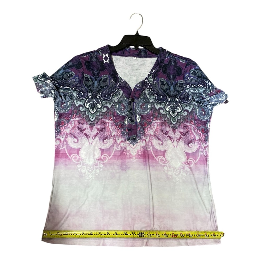 New Purple and Blue Graphic Polo T-Shirt - Picture 7 of 12